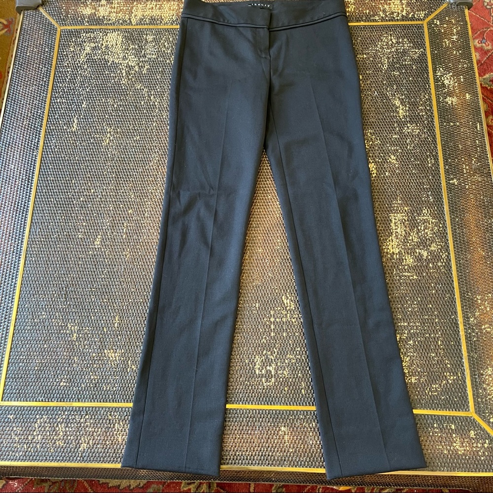 Theory straight leg black wool pants, Sz 4